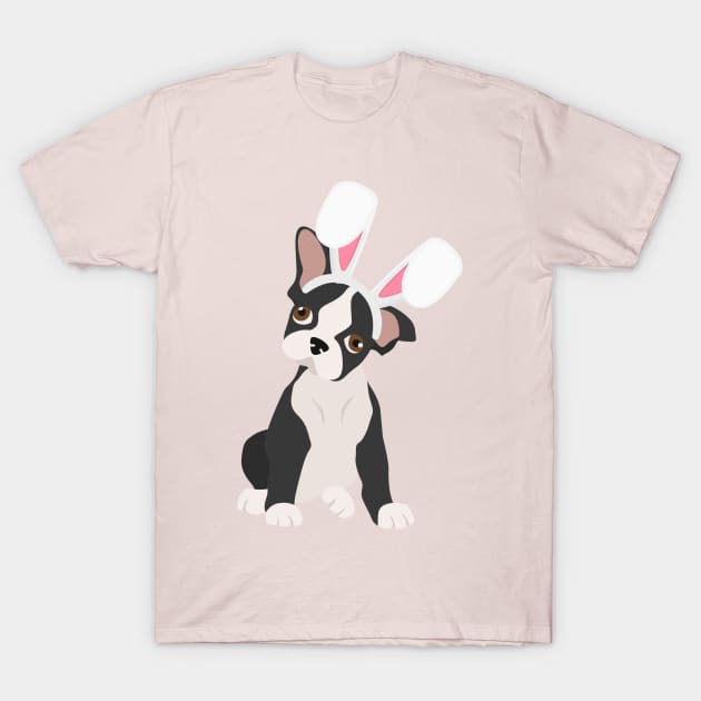 bunny Boston terrier T-Shirt by Kristalclick 